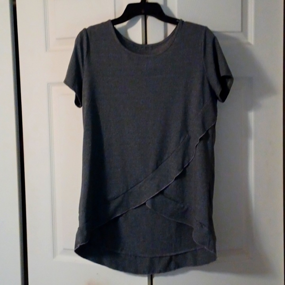 Gray ruffled top